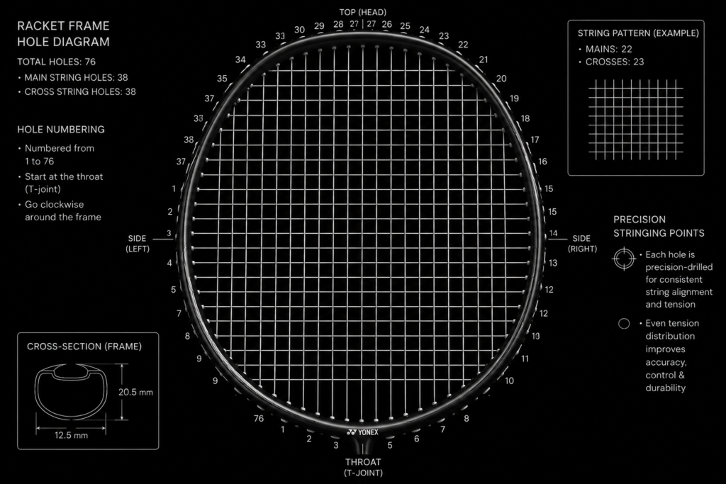 Badminton racket string pattern diagram