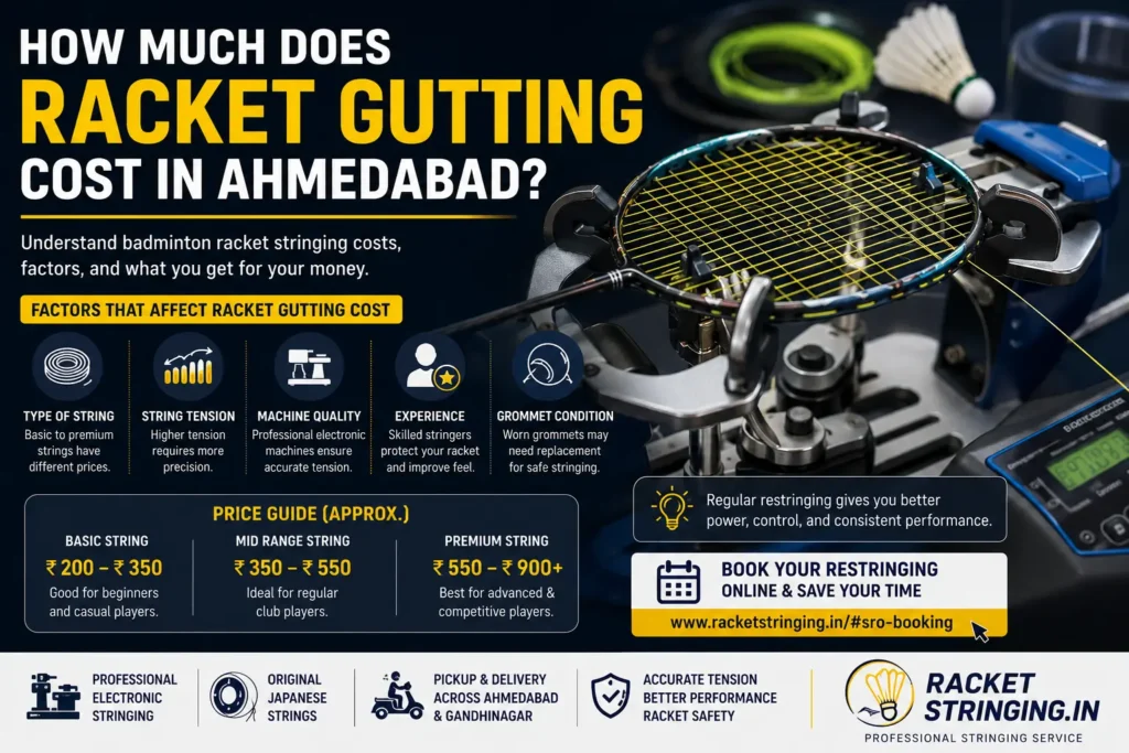 Racket gutting and badminton racket stringing service in Ahmedabad